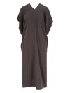 Mm6 Maison Margiela Brown Crepe Draped Midi Dress