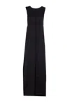 Mm6 Maison Margiela Long Dress With Shoulder Epaulettes And Splits In Black