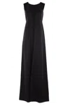 Mm6 Maison Margiela Long Dress With Shoulder Epaulettes And Splits In Black