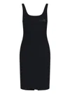 Mm6 Maison Margiela Black Dress With Crossed Straps On The Shoulder In Black