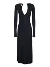 Mm6 Maison Margiela Mm6 By Maison Margiela Long Sleeve Fitted Maxi Dress With Deep V-neckline In Black