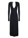 Mm6 Maison Margiela Mm6 By Maison Margiela Long Sleeve Fitted Maxi Dress With Deep V-neckline In Black