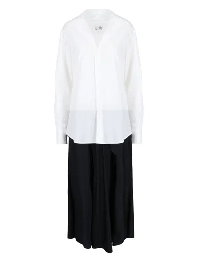 Mm6 Maison Margiela White & Black Paneled Maxi Dress In Multi