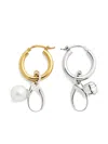 Mm6 Maison Margiela Mixed Metal Pendant Earrings With Pearl And Crystal