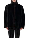 Mm6 Maison Margiela Plush Black Faux Fur Jacket With High Collar And Relaxed Fit In Black