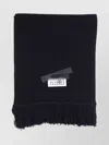 Mm6 Maison Margiela Mm6 By Maison Margiela Black Ribbed Texture Scarf With Fringed Edges In Black