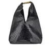 Mm6 Maison Margiela New Japanese Bag In Crocodile-embossed Leather In Black