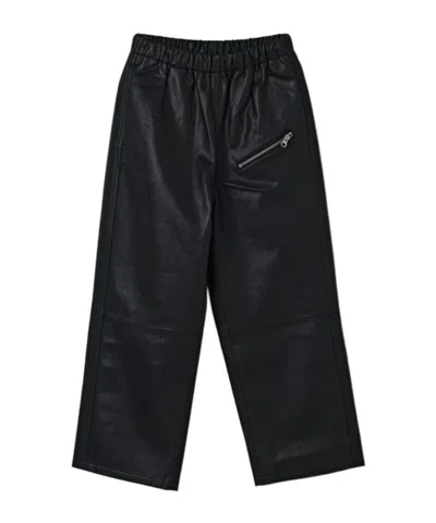 Mm6 Maison Margiela Kids' Elastic-waist Zip-pocket Trousers In Black