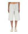 Mm6 Maison Margiela Oversize Knee Length Denim Bermuda Shorts In White