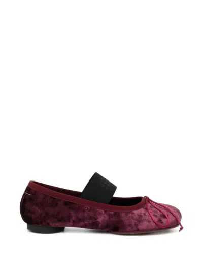 Mm6 Maison Margiela Elasticated-strap Ballet Flats In Burgundy