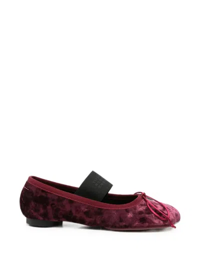 Mm6 Maison Margiela Burgundy Velvet Ballerina Flats In Purple