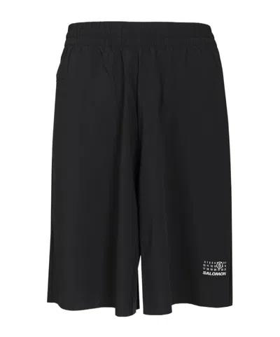 Mm6 Maison Margiela Mm6 By Maison Margiela Bermuda Shorts With Reflective Logo In Black
