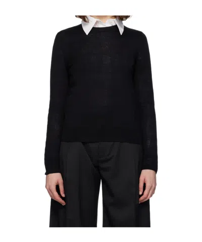 Mm6 Maison Margiela Elbow Patch Sweater In Black