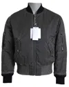 Mm6 Maison Margiela Elegant Gray Bomber Jacket Full Zip Closure In Black