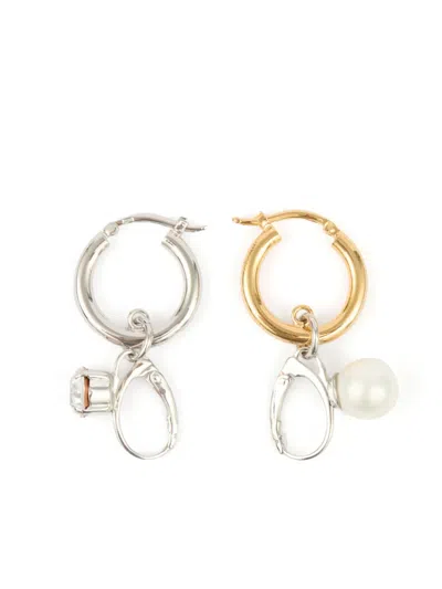 Mm6 Maison Margiela Embellished Hoop Earrings In 银色