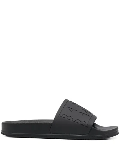Mm6 Maison Margiela Debossed Logo Slides In Black