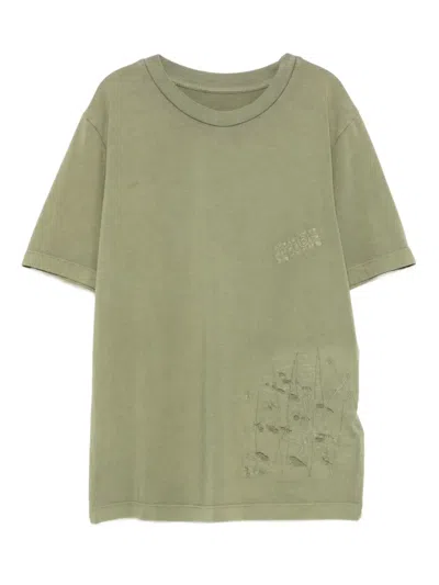 Mm6 Maison Margiela Kids' Embroidered Detail T-shirt In Green