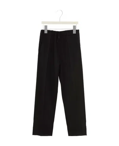 Mm6 Maison Margiela Embroidered-logo Drawstring Trousers In Black