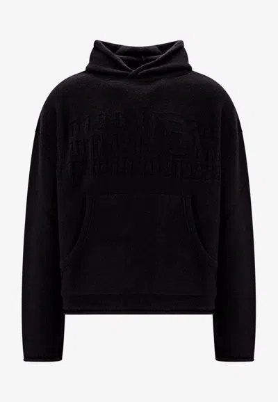 Mm6 Maison Margiela Embroidered Logo Hooded Sweatshirt In Black