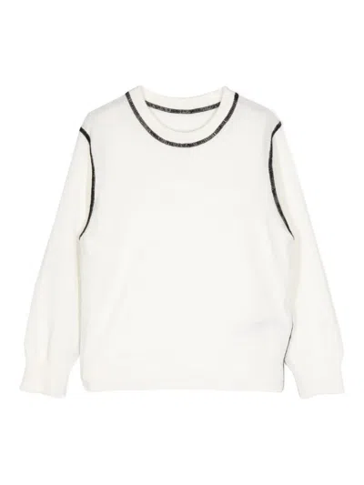 Mm6 Maison Margiela Kids' Embroidered-logo Jumper In 白色