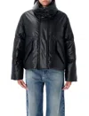 Mm6 Maison Margiela Black Zip Faux-leather Down Jacket In Black