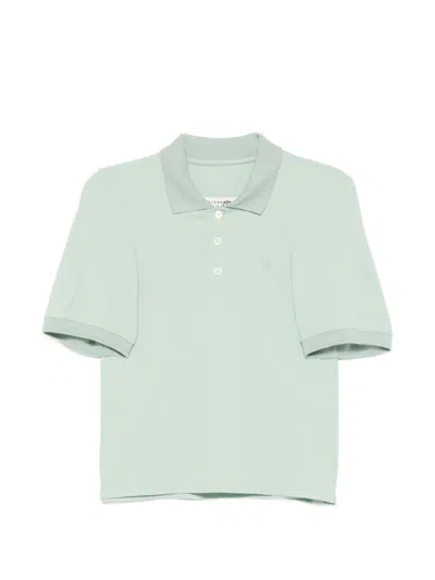 Mm6 Maison Margiela Embroidered-logo Polo Shirt In Metallic