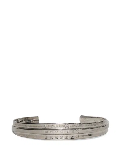 Mm6 Maison Margiela Enamel Logo Cuff Bracelet In Silver
