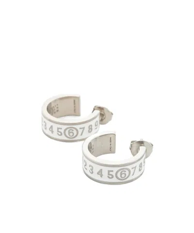 Mm6 Maison Margiela Enamel Logo Earrings In White