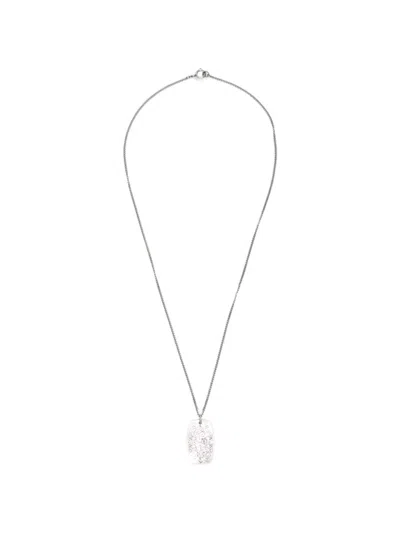Mm6 Maison Margiela Engraved Dog-tag Necklace In Metallic