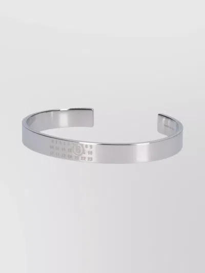 Mm6 Maison Margiela Engraved Open Cuff Bracelet Polished Finish