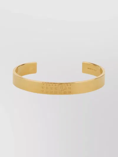 Mm6 Maison Margiela Engraved Open Cuff Bracelet Polished Finish In Gold
