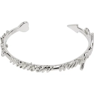 Mm6 Maison Margiela 'enjoy Mm6' Arrow Cuff Bracelet In Silver