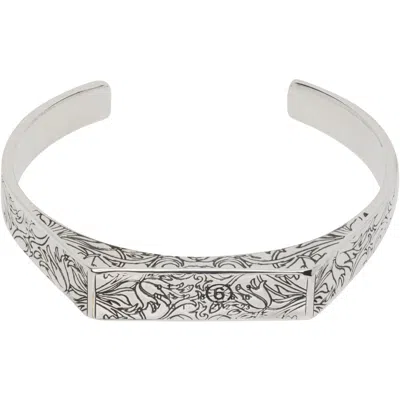 Mm6 Maison Margiela Eroded Floral Motif Bracelet In 954 Burnished Pallad