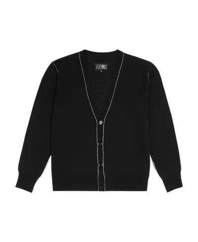 Mm6 Maison Margiela Exposed-seam Knit Cardigan In Black