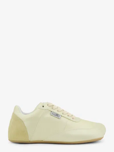 Mm6 Maison Margiela Factory Satin Sneakers With Side Logo Label In Neutral