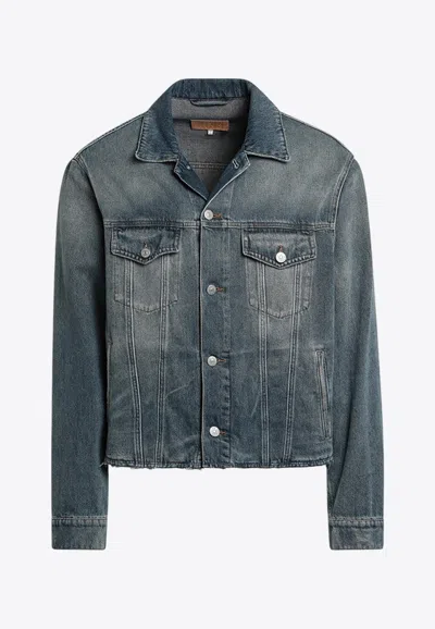 Mm6 Maison Margiela Faded Denim Jacket In Light Blue