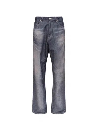 Mm6 Maison Margiela Regular Fit Straight Leg Denim Trousers In Black
