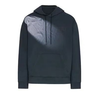 Pre-owned Mm6 Maison Margiela Faded Logo Embroidered Hoodie 'washed Black' | Men's Size Xl