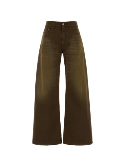 Mm6 Maison Margiela High Waist Wide Leg Denim Jeans In Brown