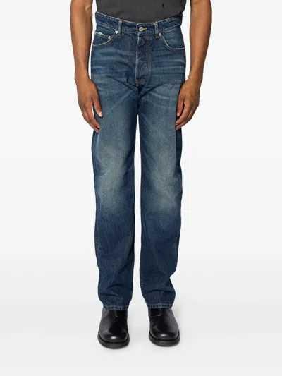 Mm6 Maison Margiela Faded-wash Straight-leg Jeans In Blue