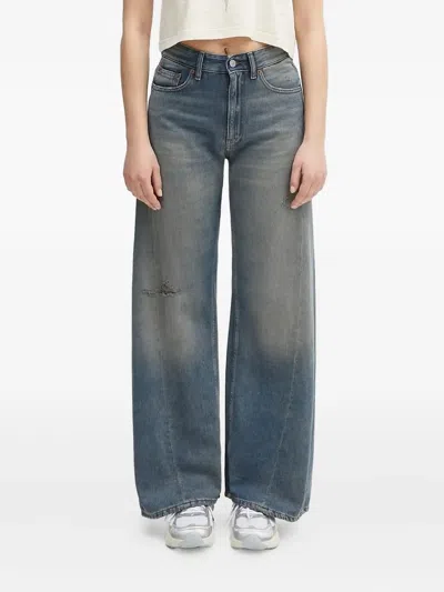 Mm6 Maison Margiela Faded-wash Wide-leg Jeans In Blue