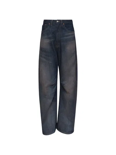 Mm6 Maison Margiela Faded-wash Wide-leg Denim Jeans In Black