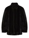Mm6 Maison Margiela Luxurious Faux Fur High Collar Jacket In Brown
