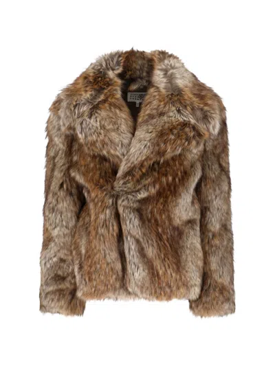 MM6 MAISON MARGIELA FAUX FUR JACKET - BROWN