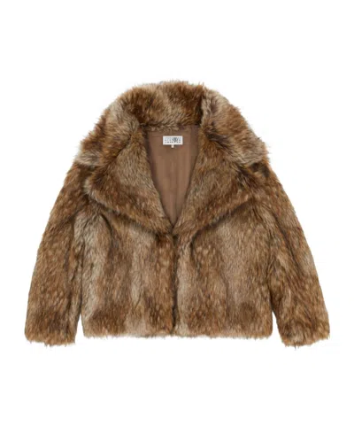 Mm6 Maison Margiela Faux Fur Jacket In Brown