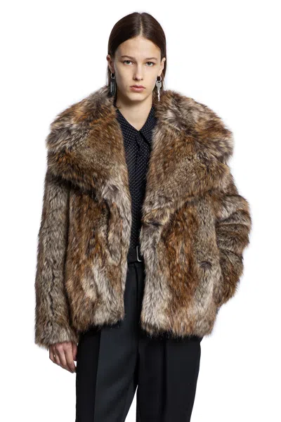 Mm6 Maison Margiela Faux Fur Jacket In Brown