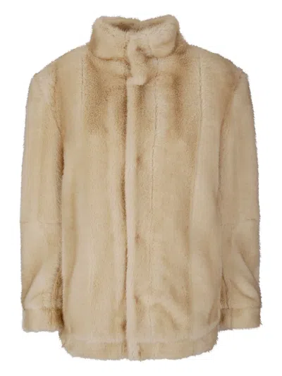 Mm6 Maison Margiela Faux-fur Jacket In Brown