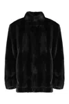 Mm6 Maison Margiela Luxurious Faux Fur High Collar Jacket In Black