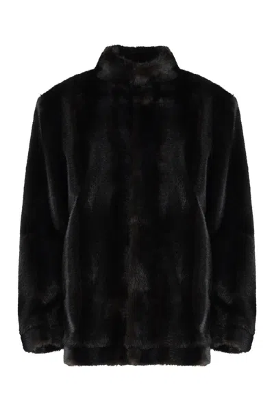Mm6 Maison Margiela Faux Fur Jacket In Brown