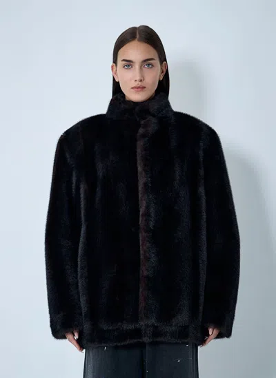 Mm6 Maison Margiela Faux Fur Jacket In Black